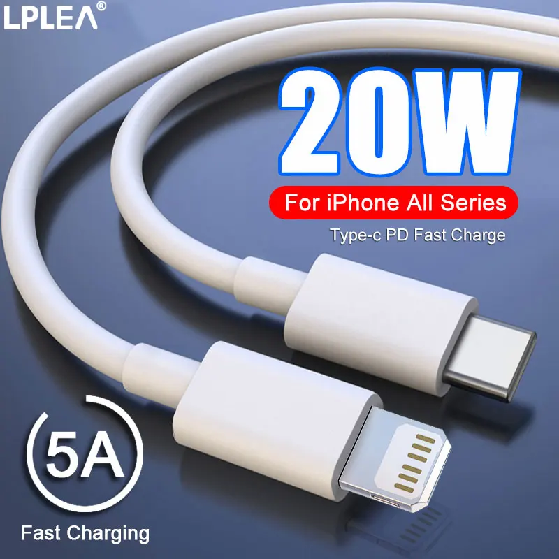 Кабель 20 Вт типа C на iOS для iPhone 13 12 11 Pro Max Mini XS X 8 Plus быстрая зарядка 7 SE кабель