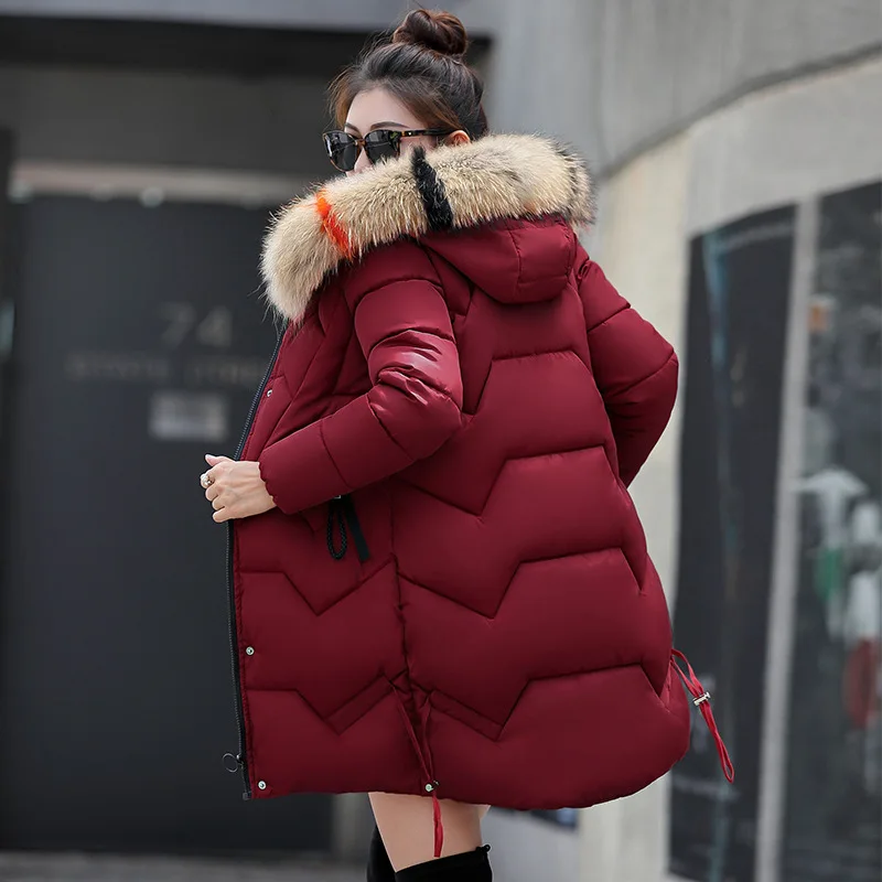 Womens Winter Jackets And Coats Parkas For Women Plus Size Wadded Jackets Warm Outwear Hooded Large Faux Fur Collar NW2349