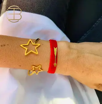 

2020 New Fashion Hollow Star Heart Charm Twisted Bangle Bracelets For Women Gold Color Love Cuff Bracelet Jewelry