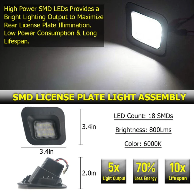 Bmtxms 2個車のledライセンスプレートライトダッジラム1500 2500 3500