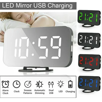 

Digital Alarm Clock LED Mirror Clock Multifunction Digital Alarm Clock Display Time Night Table Desktop Despertador Office Gift