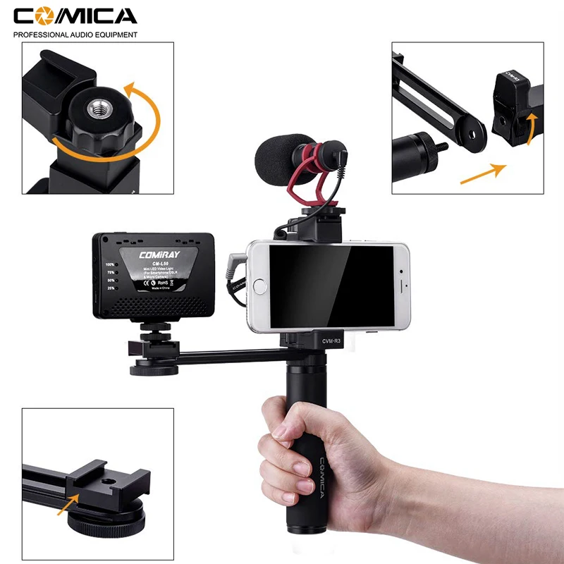 Comica CVM-R3 смартфон видео Rig Рукоятка Ручка Комплект стабилизатора для iPhone X 8 7 6s Plus для samsung huawei и т. д