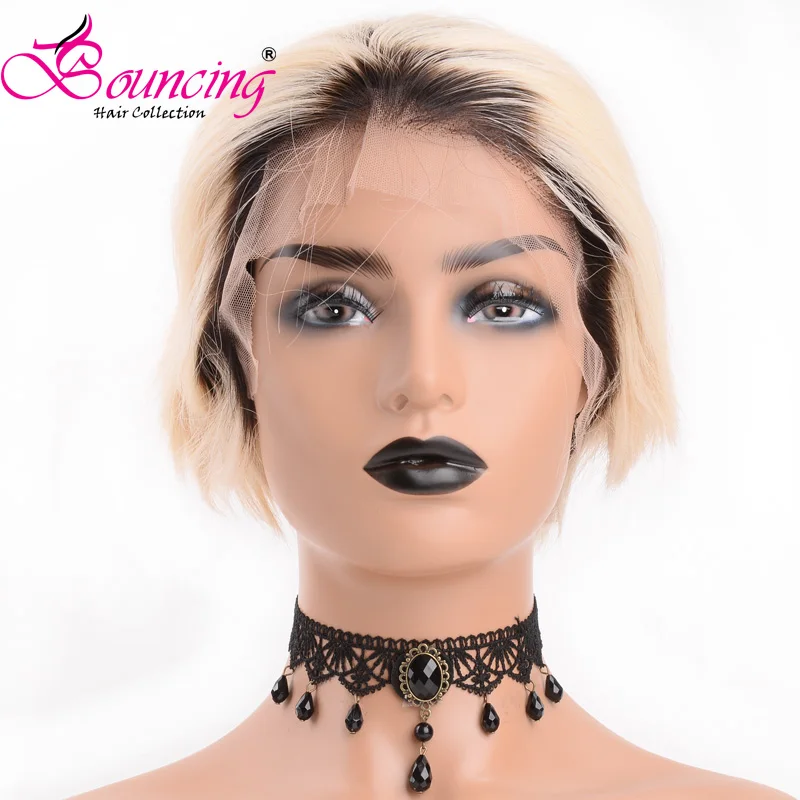 

Bouncing Hair Short Pixie Cut Wigs Human Remy Hair Wigs 150 Density 1B/613 Color & #1B For Black Women 13X4 Lace Front Wigs