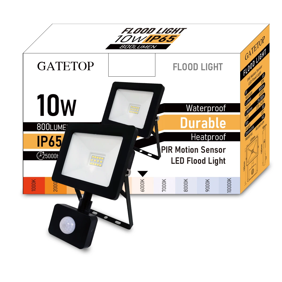 Led Floodlight Induction Style 10w Motion Sensor Ip65 Cold White Light 6000k Human Body Induction Water Proof Lamp