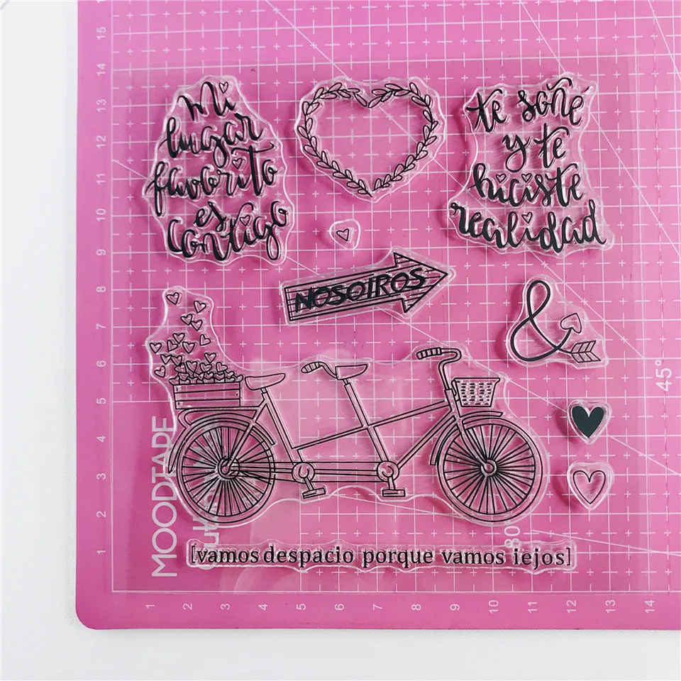 14*14 испанский велосипед прозрачные штампы пуля журнал печать для DIY Скрапбукинг резиновый штамп фотоальбом изготовление карт
