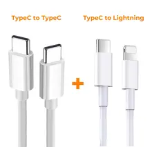  UCB-C Charging Cables of Type-C to Type-C and Type-C to lightning 