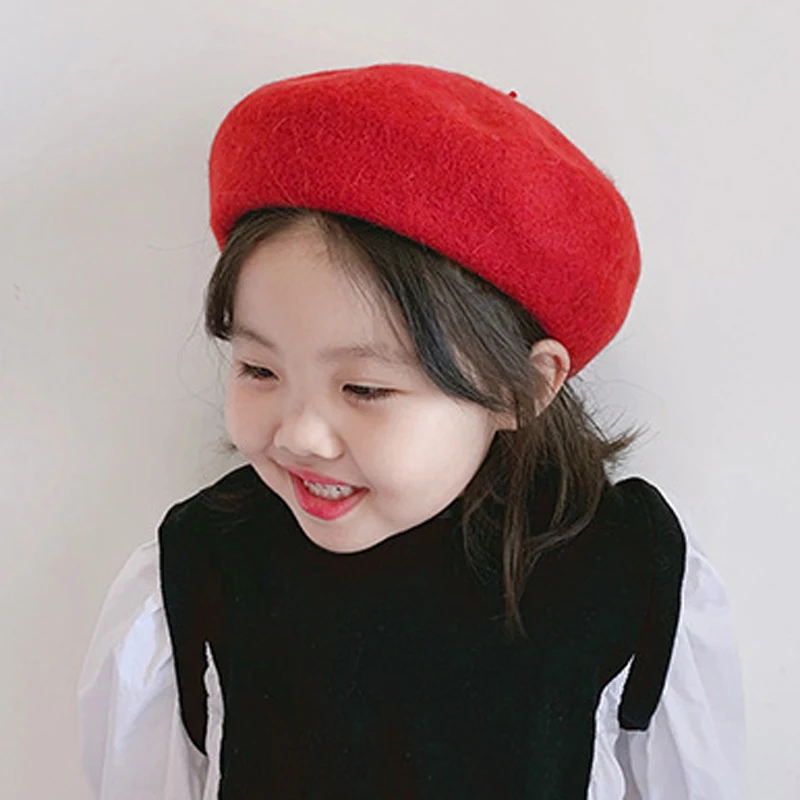 Baby Kids Winter Beret Hat Fashion Unisex Caps Painter Cap New Year Cute Red Christmas 5 Colors Children's Warm Walking Hats | Детская
