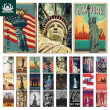 Нью-Йорк винтажный металлический постер табличка металлическая винтажная британская кофейная барная домашняя декоративная металлическая тарелка Настенный декор жестяная вывеска