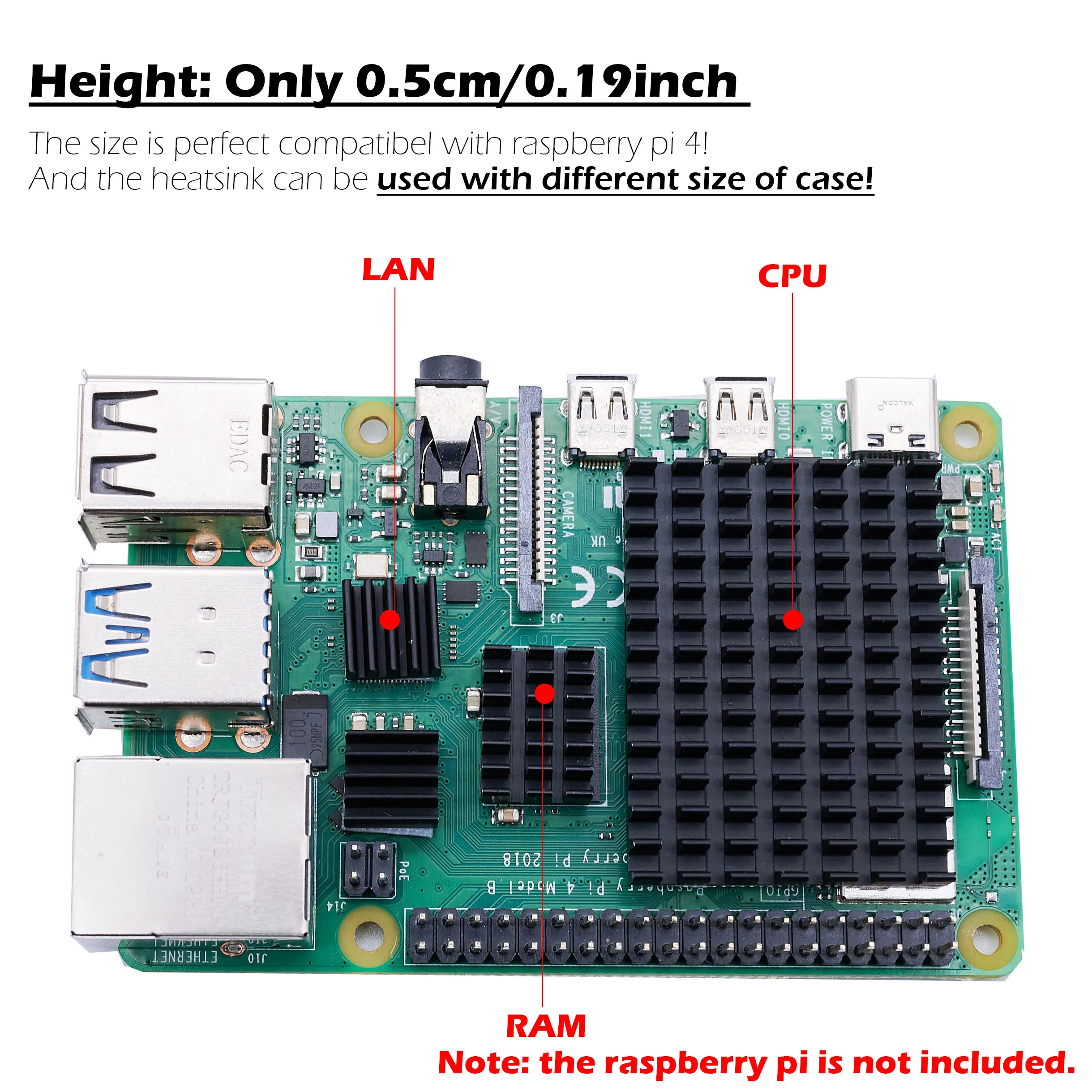 Raspberry Pi 4 b Heatsink 4 Pieces for 4 Model B