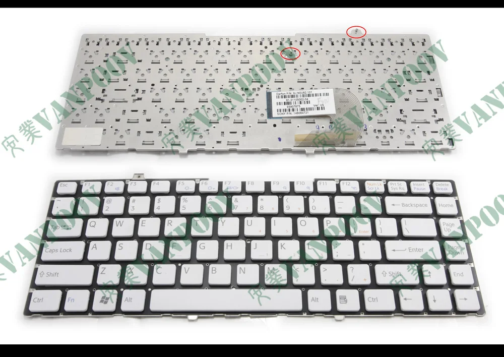

New Laptop keyboard for Sony Vaio VGN FW FW17 FW19 FW48 FW58 FW590 Series (without Frame) White US - 148084721