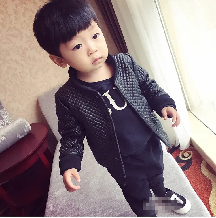 

2019 Autumn And Winter New Style BOY'S plus Velvet Leather Coat Korean-style Children Leather Jacket Children Male Baby Coat