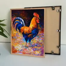 Black Aluminum Alloy Frame Wall Art Canvas Painting Abstract Rooster Prints Picture Decorative Photo Frame Friends Family Gift