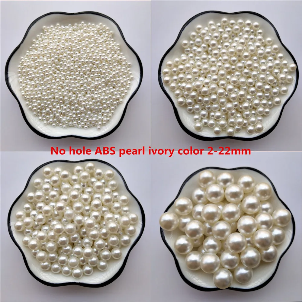 

ABS Imitation pearl bead 2 3 4 5 6 8 10 12 14 16 18 20 22mm No Hole Ivory Round Acrylic charm loose beads Jewelry Making craft