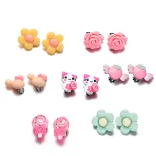 7 пар, детская заколка для девочек ясельного возраста, серьги, ценный набор, подарок на день рождения, милое животное, цветок, принцесса, серьги, ювелирное изделие