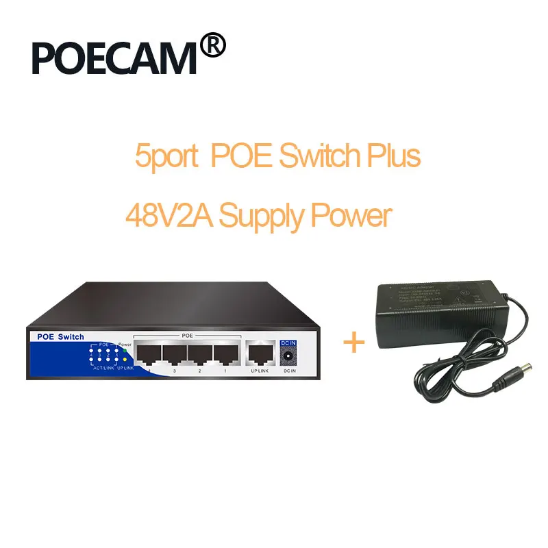48V2A POWER Высокая мощность 5-разъемное зарядное usb-устройство для poe коммутатор gigabit 4 порта 10/100/1000 м poe 48v 2a IEEE802.3af/при активном сеть ethernet POE для 3MP HD IPC - Цвет: 48V2A POWER