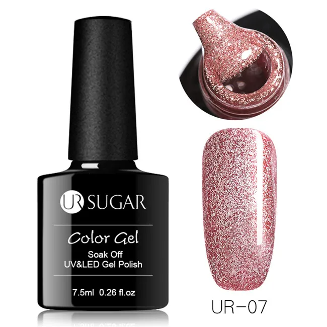 Ur Sugar 7,5 мл розовое золото блестящий УФ-Гель-лак для ногтей с блестками отмачиваемый УФ-Гель-лак телесного цвета Гель-лак для ногтей - Цвет: Sequins 7