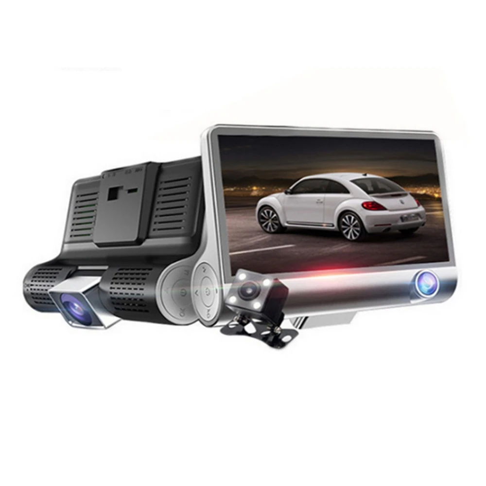 4-дюймовый Высокое разрешение 1080p 3 объектива автомобиля DVR для автомобиля Регистраторы