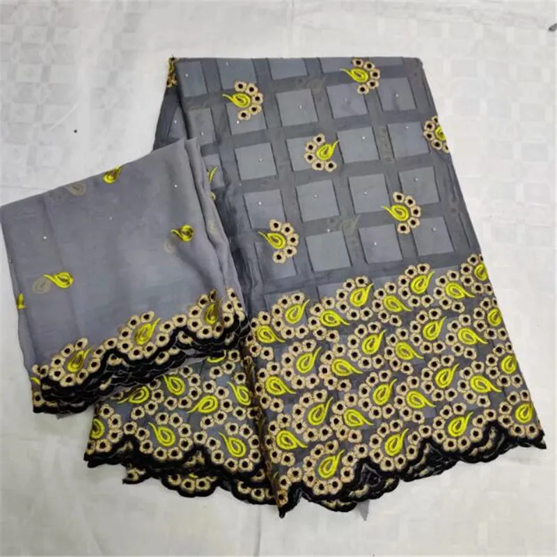 5+ 2 ярдов африканская серая швейцарское хлопчатобумажное кружево ткань вышивка швейцарская вуаль кружева Дубай швейцарская вуаль кружева швейцарская с Scarf-CYE30