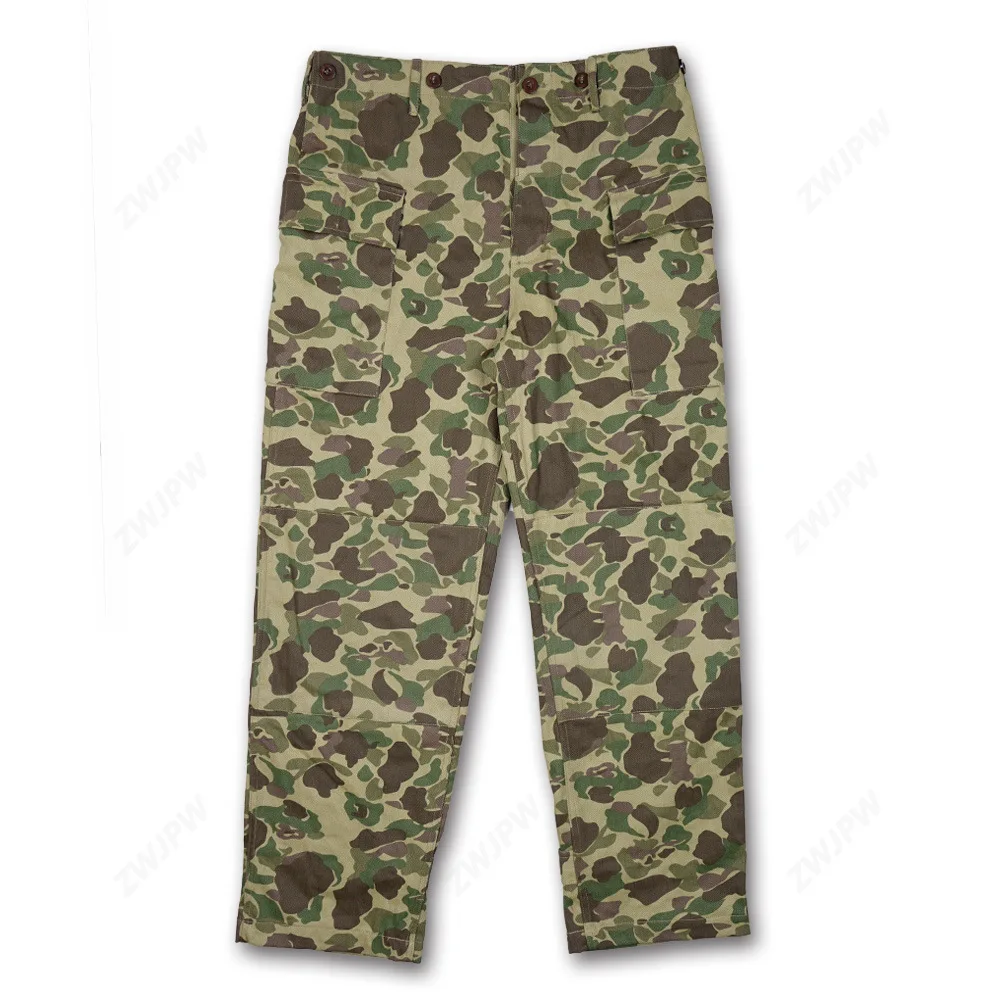 Wwii Us Duck Hunting Double Camouflage Army Pants Hbt Tessuto A Spina Di Pesce Allenamento All'Aperto Tiro Sniper Combattimento Pantaloni Da Battaglia