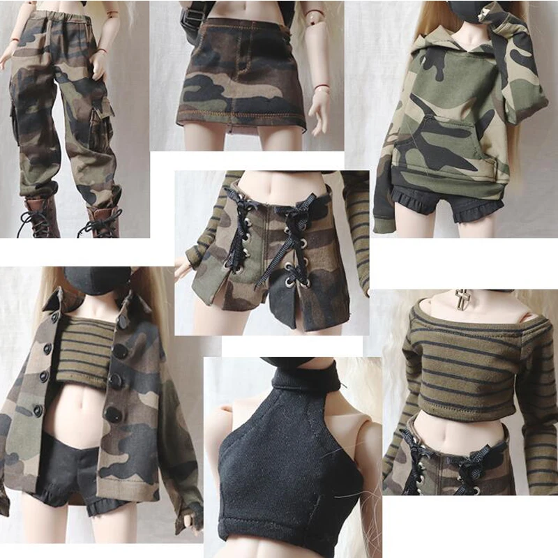 

D03-P371 children toy BJD DD SD MSD 1/4 1/3 uncle doll's clothes shorts Camouflage sweater tube top 1pcs