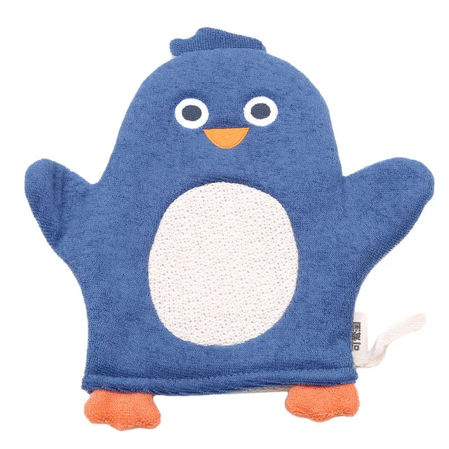 blue penguin Мягкая Детская щетка для ванны с рисунком лисы и пингвина, перчатка для душа для новорожденного ребенка, детская мягкая щетка для чистки, новое животное - Цвет: blue penguin