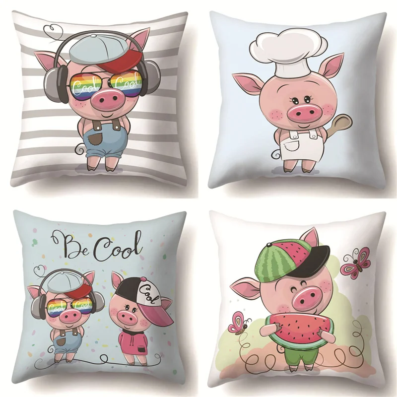 

Cute Cartoon Pig Pillow Case Creative Cartoon Polyester Decorative Pillowcases Unicorn Throw Pillow Case kussensloop