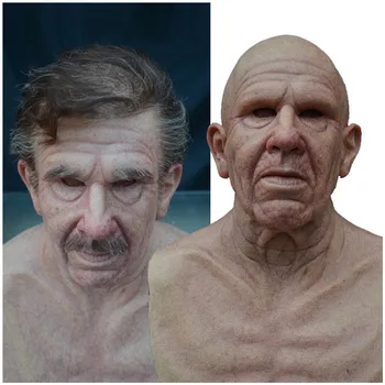 

Old Man Scary Mask Cosplay Scary Full Head Latex Mask Halloween Horror Funny Cosplay Party Mask Old Man Head Helmet Mascaras