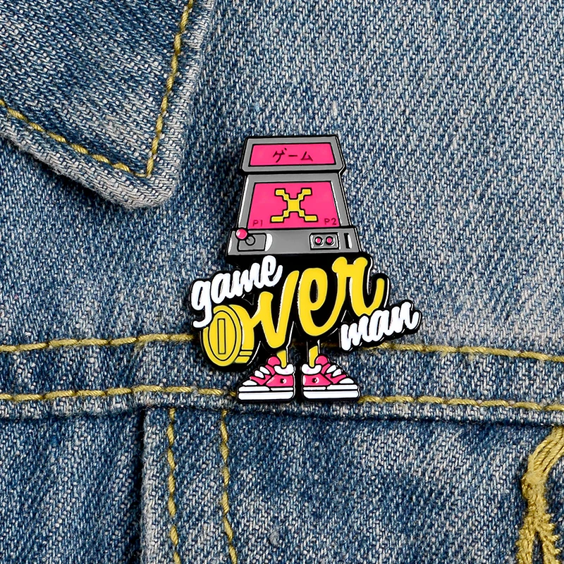 New Game machine Enamel Brooch over Mall Funny words Lapel Pin Jackets knapsack Creative Badge Gifts jewelry for friends | Украшения и