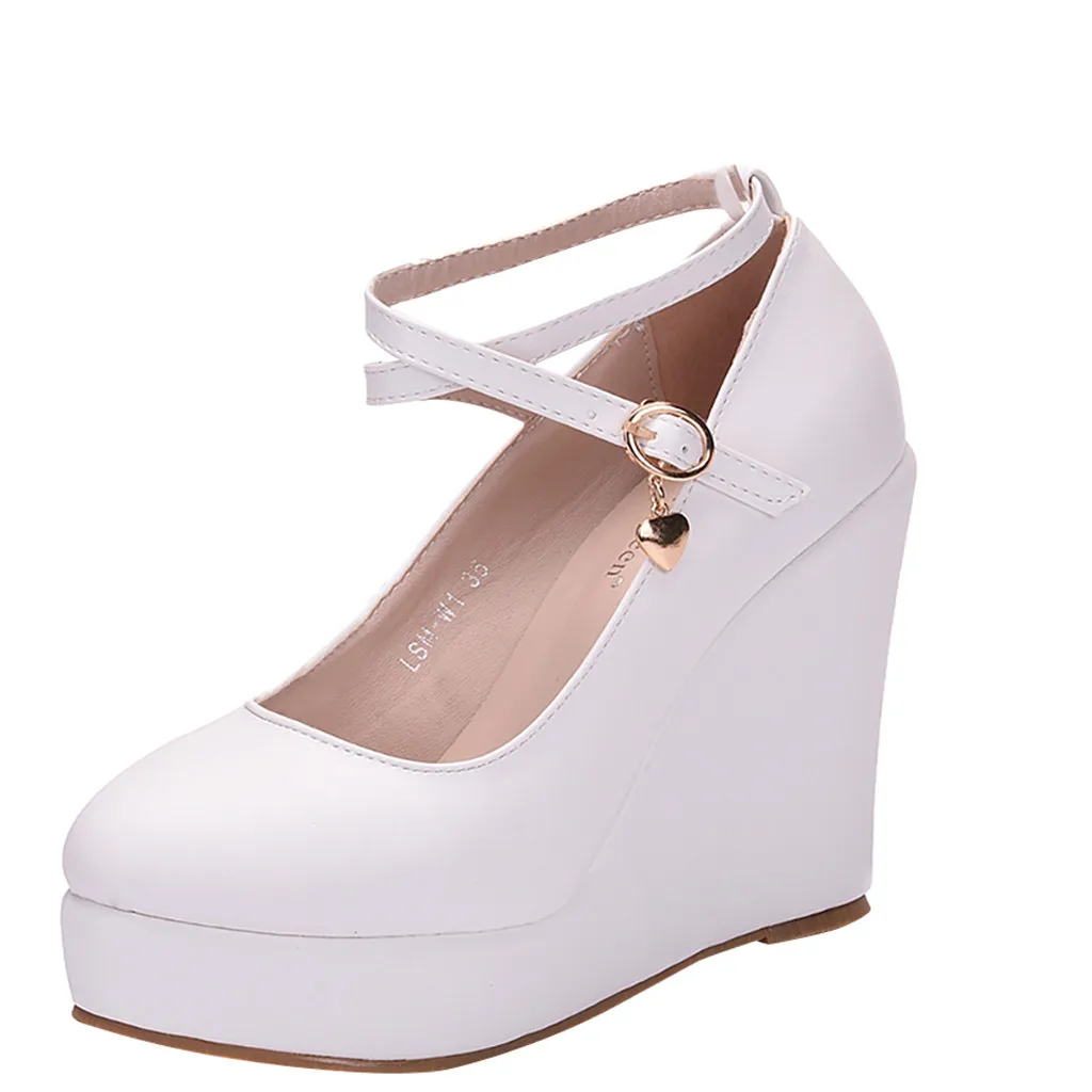

THV Shoes Woman Round Head Cross Belt Large Size Overheight With Wedge Large Size Leisure Fashionable Shoes Woman Casual