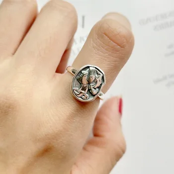 

Oval Portrait Rings 925 Silver Jewelry Minimalism Charm Anel Bohemia Jewelry Vintage Boho Bague Femme Anelli Ring for Women