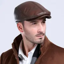 Winter Autumn Outdoor Men Faux Leather Beret Hunting Cap Ear Muff Protector Hat 11.11 free shipping