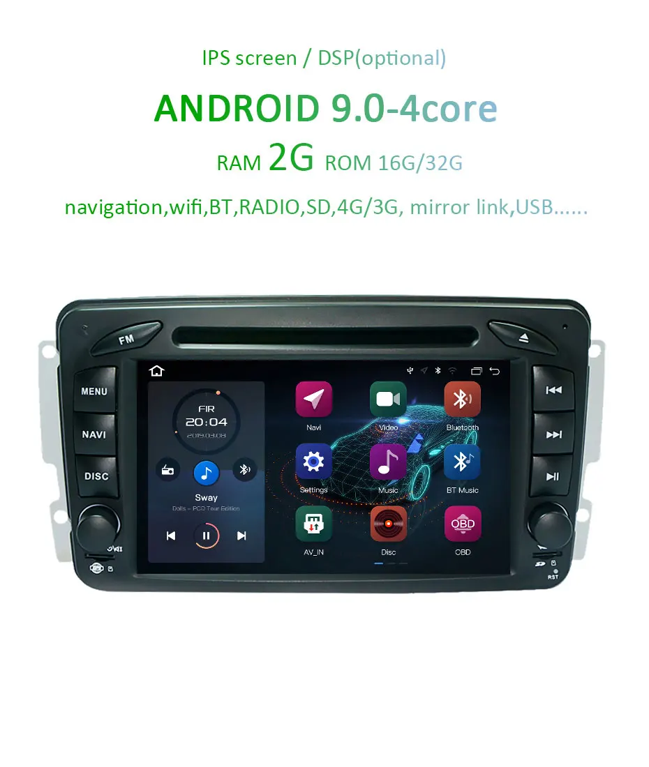 Cheap DSP IPS 4G 64G Android 9.0 Car DVD PLAYER For Mercedes Benz W209 W203 M ML W163 Viano W639 Vito Vaneo GPS radio stereo PC 3