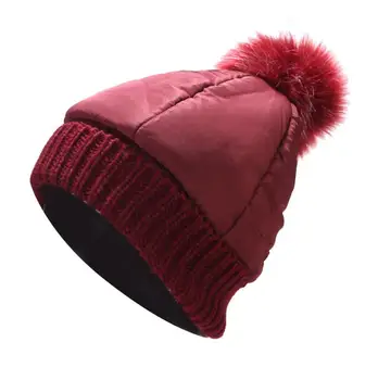 

2019 Winter warm hat pom poms Down ski female hat for women girl 's hat knitted beanies cap brand new thick skullies female cap