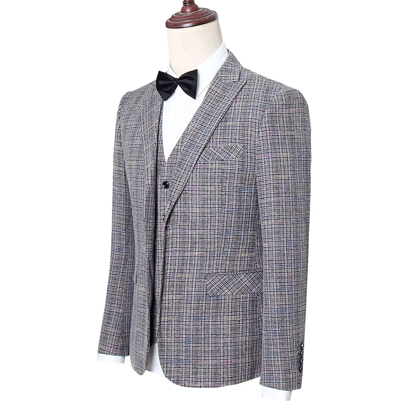Size XS-5XL men 3-piece suits sets slim fit Blazers+Pants+Vest sets mens grid pattern Coat + Trousers +Waistcoat suits 3 colors Size XS-5XL men 3-piece suits sets slim fit Blazers+Pants+Vest sets mens grid pattern Coat + Trousers +Waistcoat suits 3 colors
