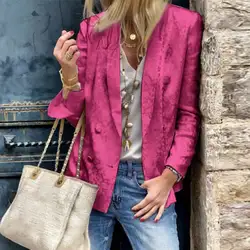 Outono vintage impresso terno blazer vonda 2021 feminino casual botão up casacos com bolsos manga comprida lapela colarinho jaquetas impressas