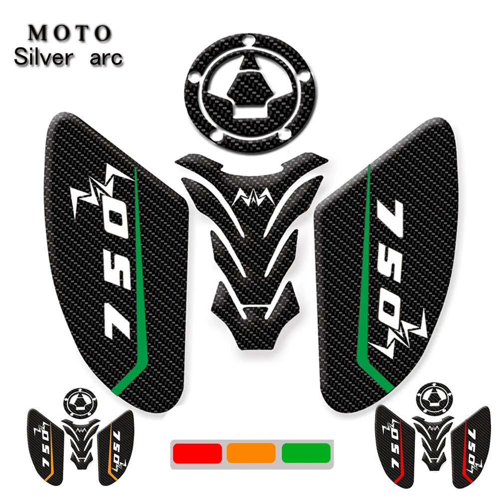 

750 Logo Motorcycle Carbon fiber texture 3D Tank Buffer Protector Protective Sticker for KAWASAK Z750 Z 750 2007-2009 2008