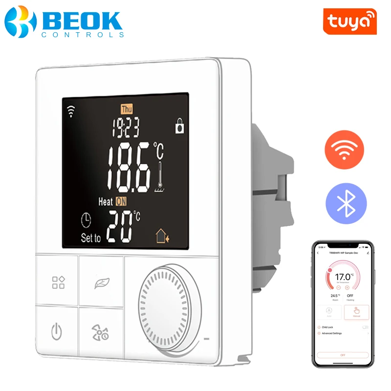 Beok-termostato Tuya Wifi programable, controlador de temperatura para caldera de Gas, calefacción inteligente, funciona con Alexa, Bluetooth