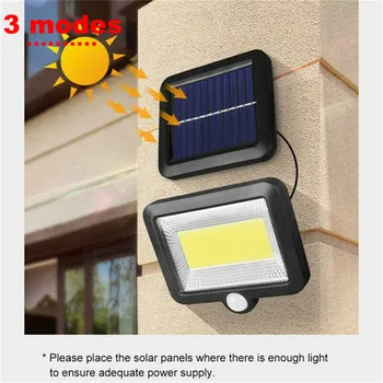 

120/100 LED Solar Lamp Human Body Induction Wall Light Dimmable Outdoor Garden Yard Path Lamp with Remote Control 3 modes sepera