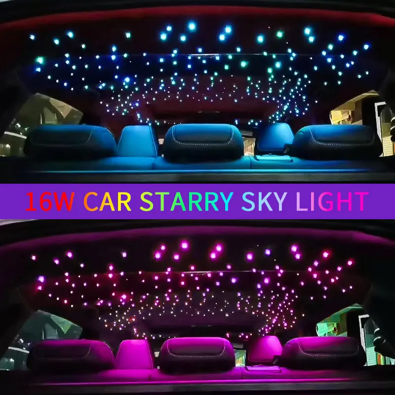 Plafonnier LED en fibre optique pour voiture, ciel étoilé scintillant RGBW,  lumière de toit d'étoile, lumière intérieure, lampe décorative de voiture,  escales, 16W - AliExpress