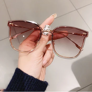 

Gradient Brown Women Sunglasses 2020 Rimless Sexy Cat Eyes Female Shades Eyewear Lady Vintage Metal Frame Brand Glasses