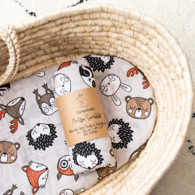 Kangobaby de moda muselina tela envoltura de pañal bebé manta cuadrados Babyroom decoración 120x120cm 100% de algodón