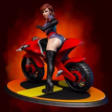 

1/24 75mm 1/18 100mm Resin Model Girl on Moto Pilot Figure Unpainted No Color RW-329