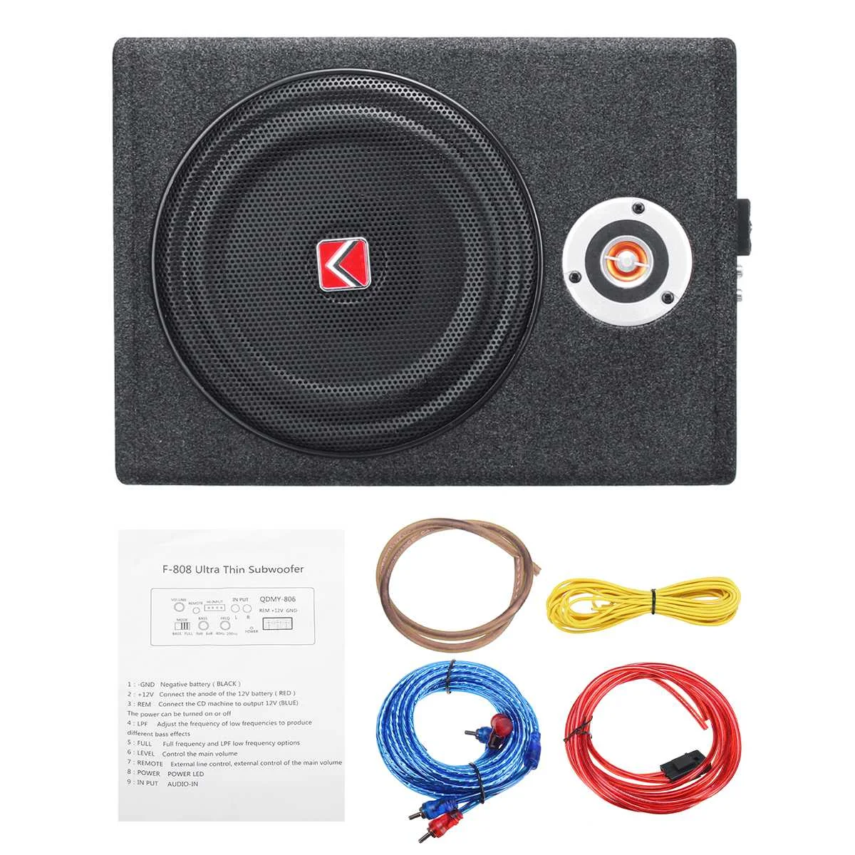 US $51.20 600W 8 Inch Car Subwoofer Speaker Alloy Shockproof Power Amplifier Car Universal Stereo High Fidelity Car Audio Music Player