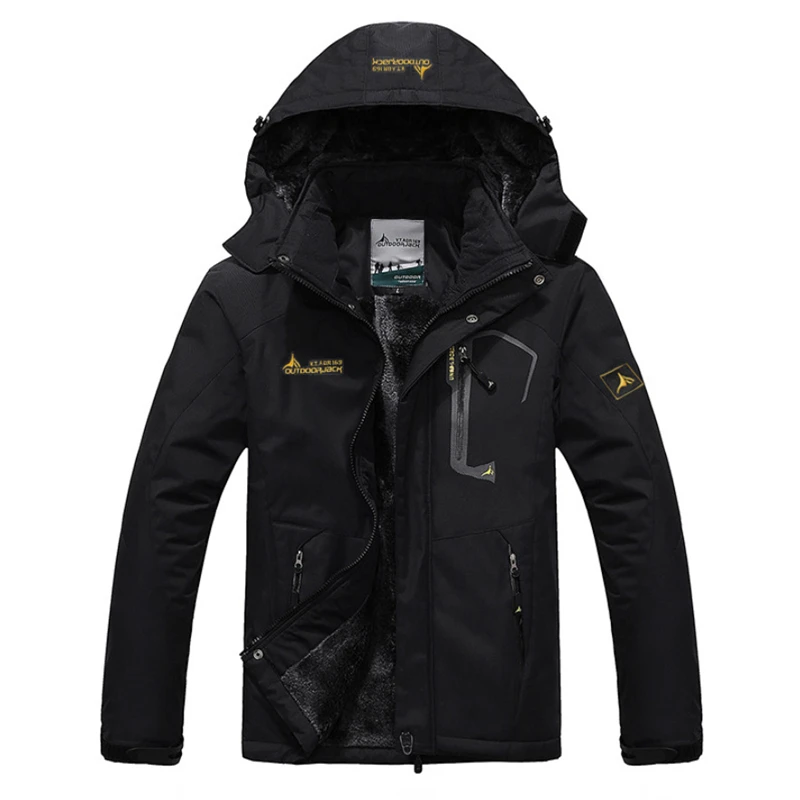 black Мужская зимняя бархатная парка, куртка размера плюс 6XL, ветровка с капюшоном, мужские теплые толстые парки, стеганое пальто, модная верхняя одежда унисекс - Цвет: black