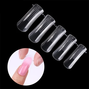 

Acrylic 20pcs/set Mixed False Nails Clear Color Mold Form Finger Extension UV Tips Clip for Quick Build Manicure Nail Art Tool