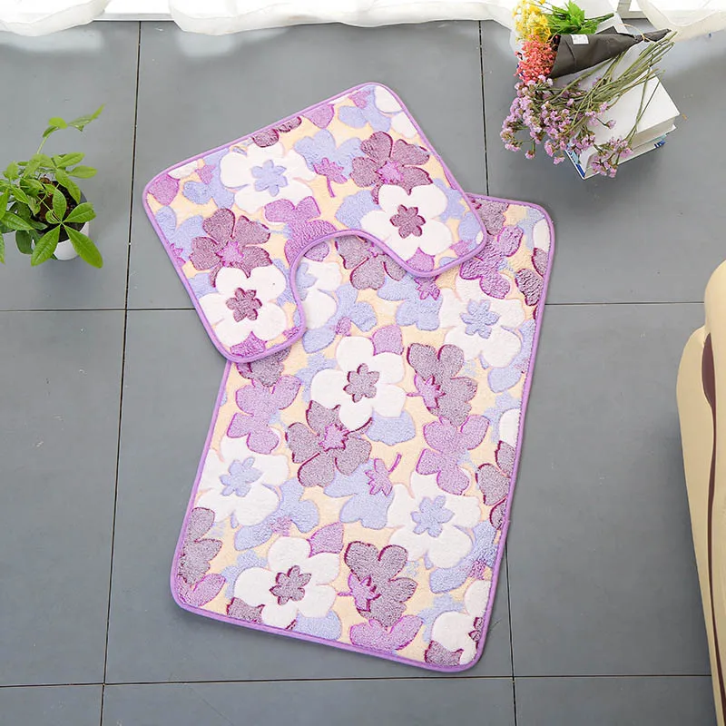 purple leaf 3 шт./компл. для ванной на нескользящей подошве Туалет коврики комплект коралловый флис абсорбент Туалет Ванная комната ковролин пьедестал коврики для туалета крышка Tapete Banheiro - Цвет: purple leaf