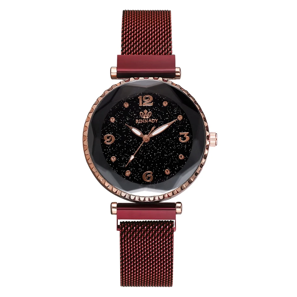 Red 1 watch 5 шт./компл. Элитный бренд Для женщин часы Звездное небо магнит часы модная обувь с пряжкой повседневная женская обувь Наручные Часы римскими цифрами простой браслет - Цвет: Red 1 watch