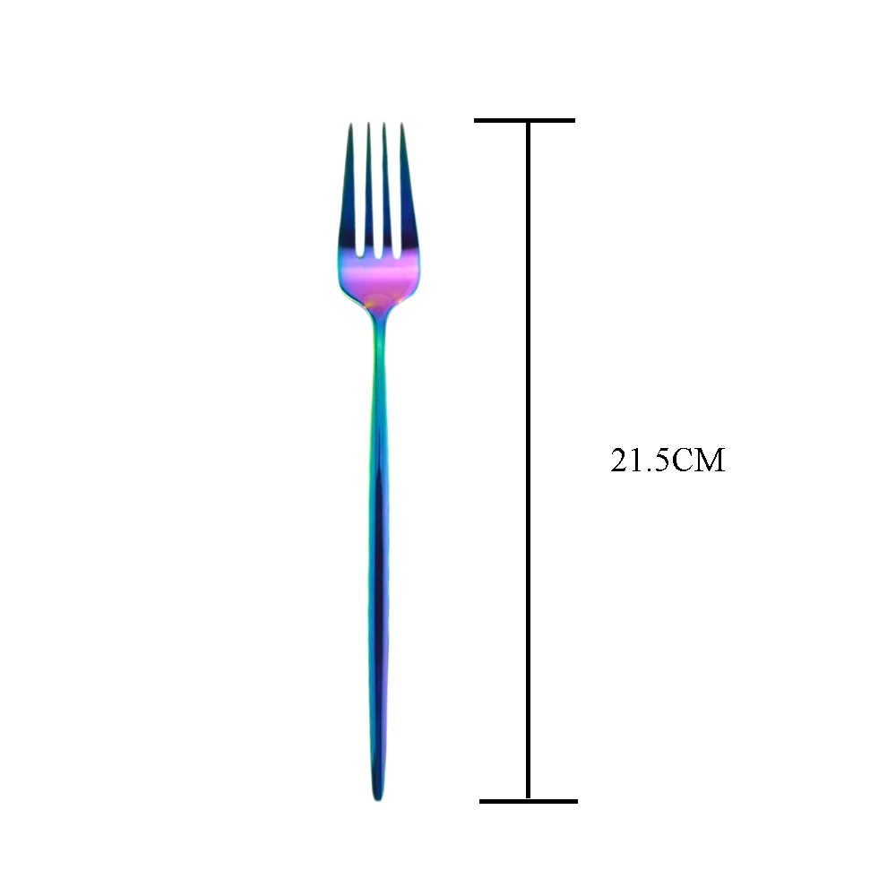 4 шт черный набор посуды 18/10 столовые приборы из нержавеющей стали Радужный набор посуды нож вилка ложка набор серебряных изделий набор столовой посуды для кухни - Цвет: Rainbow Dinner Fork