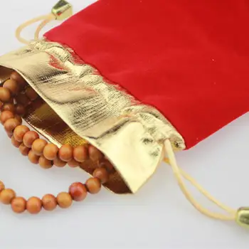 

Red High-grade Velvet Bag Phnom Penh Gold Mouth Jewelry Bag Drawstring Gift Cloth Bags Foil Wedding S3D5