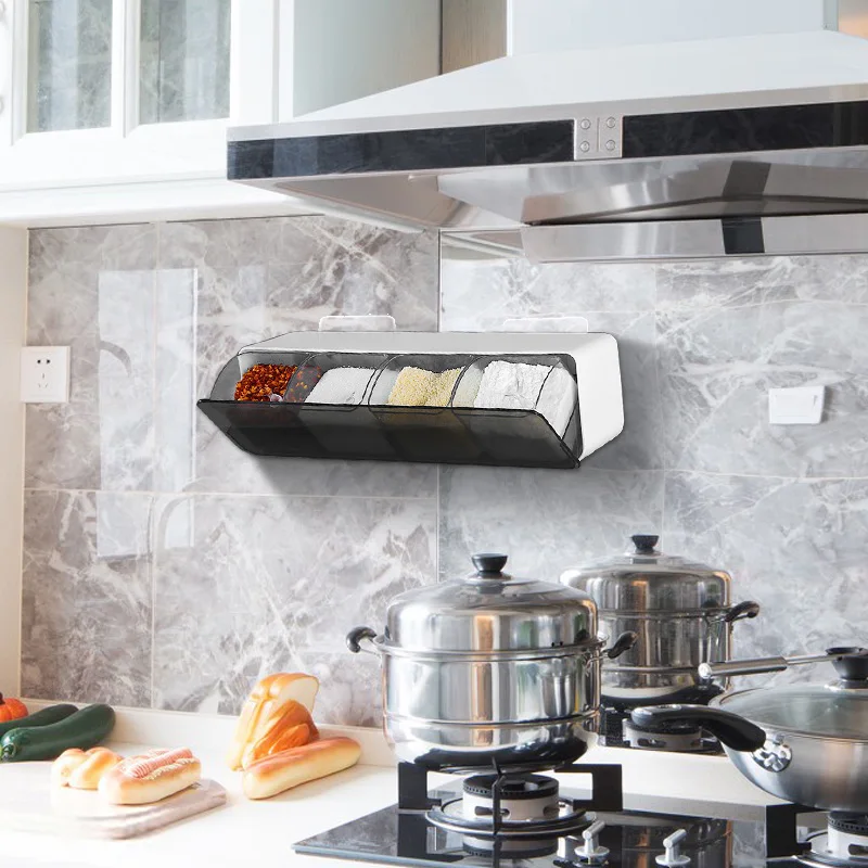Salt Shaker Salt Pepper Shakers Spices Bottle Seasoning Jar Kitchen Wall Mount Spice Organizer